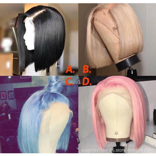 Wholesale 12A virgin human hair human hair short bob wigs short bob cut wigs bob wigs with bangs